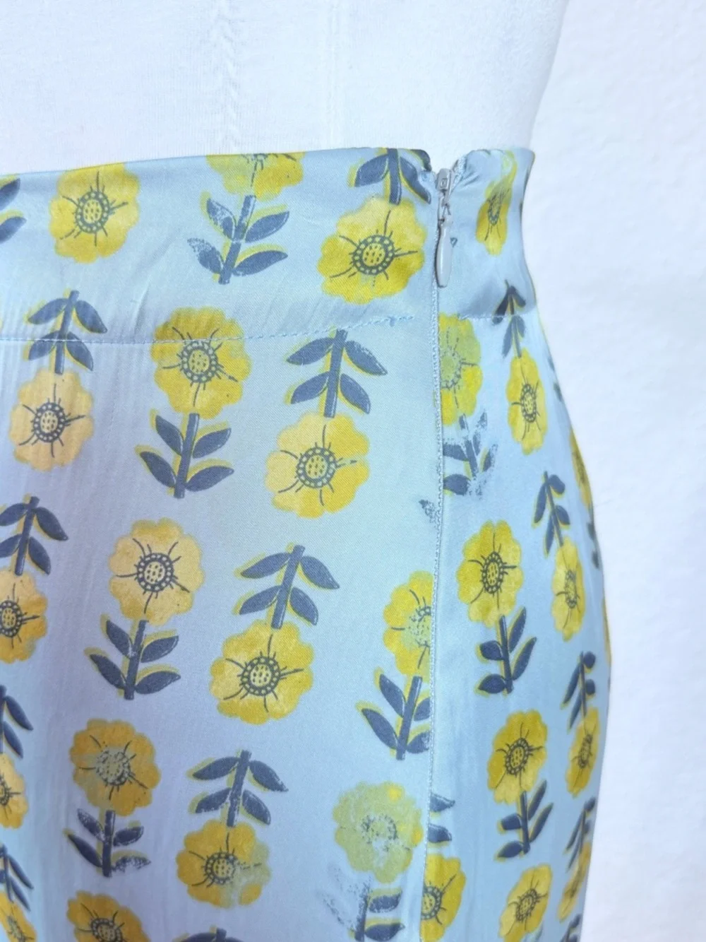Free People Annalise Midi Skirt in Robbins Egg Combo sz 10 - Picture 4 of 9